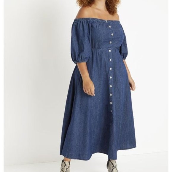 Eloquii Dresses & Skirts - Eloquii Off the Shoulder Puff Sleeve Dress